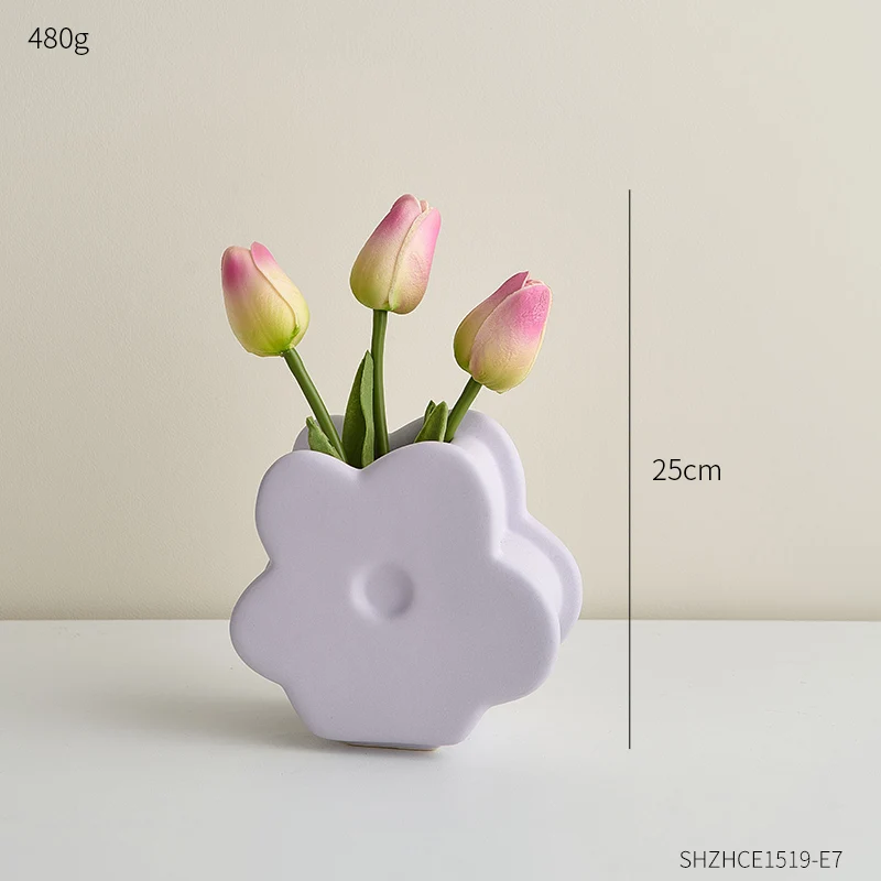 Ceramic Vase White Flower Vase (Handmade) Purse Ceramic Vases for Flowers  Cute Clover Vases for Decor Makeup Brush Holder Organizer&Pen Holder