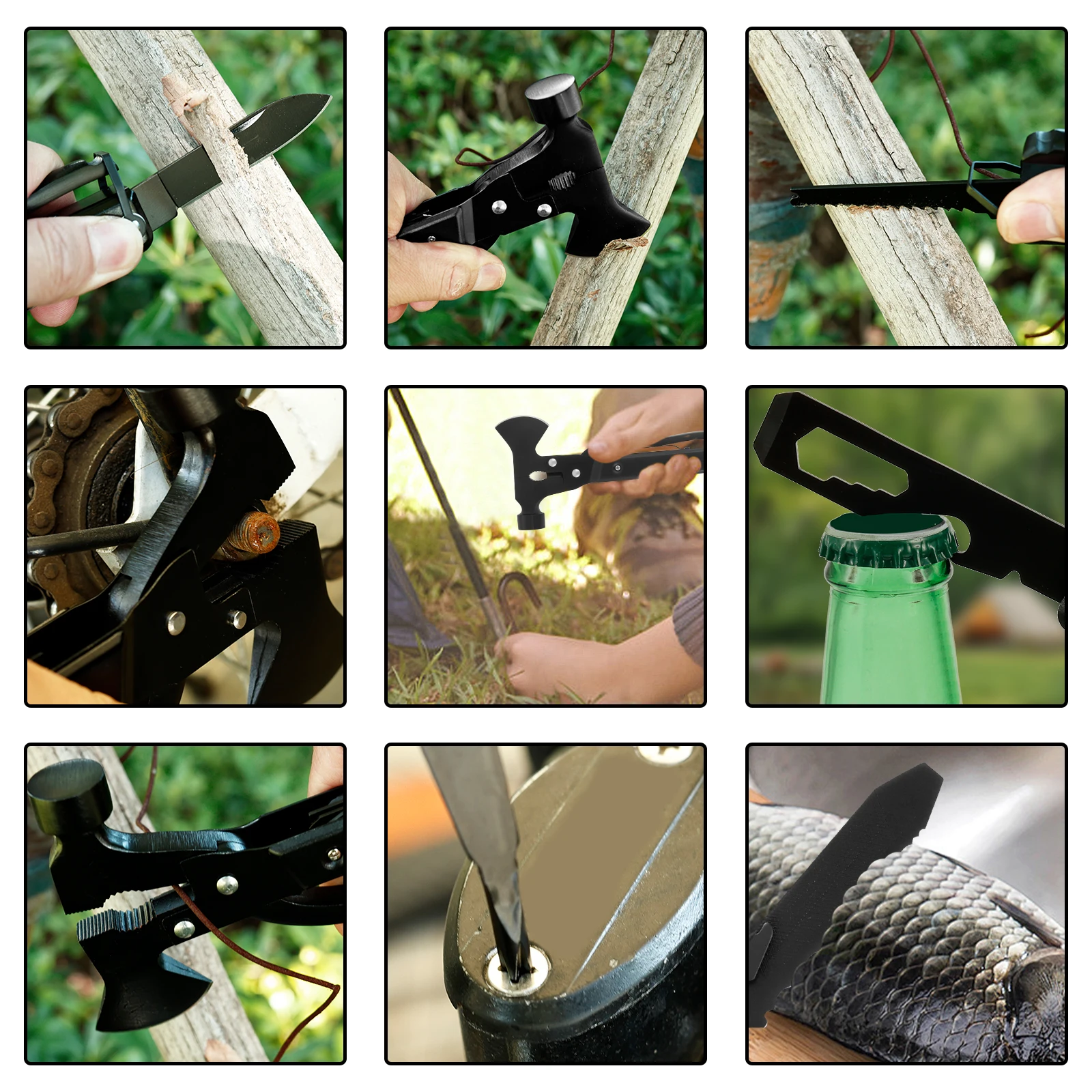 Sdb17502af0654e7db62ee1f7f613643aH Multifunctional Axe Hammer Combination Built in Rope Cutter Hook Non Slip Handle Camping Axe for Exploration Disaster Rescue Mallzona