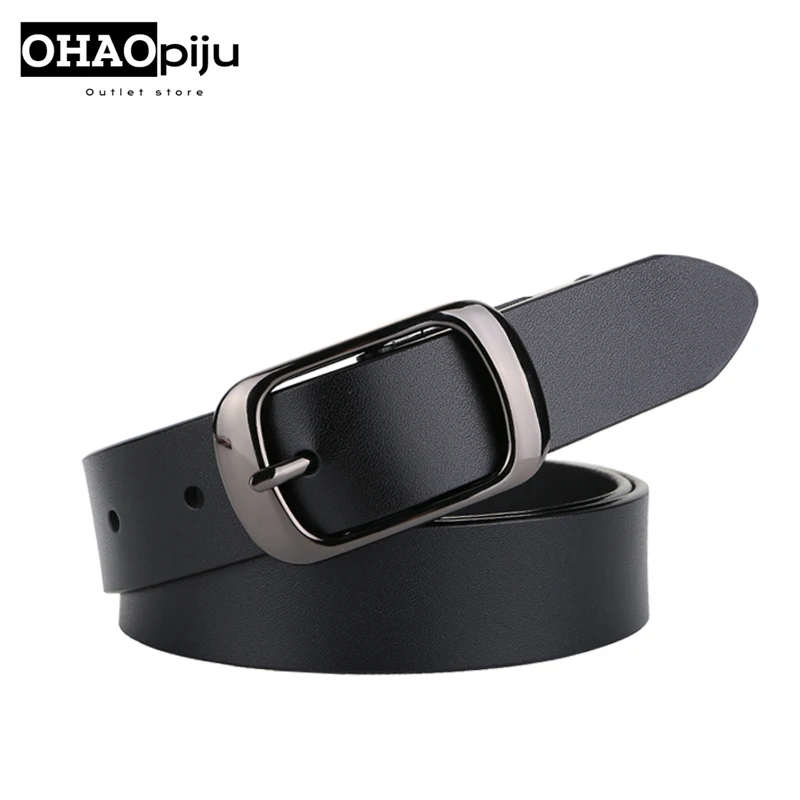 

Women's Leather Belt Simple And Versatile Fashion South Korea Pure Cowhine Black Belt Leather Students Decorative Jeans With