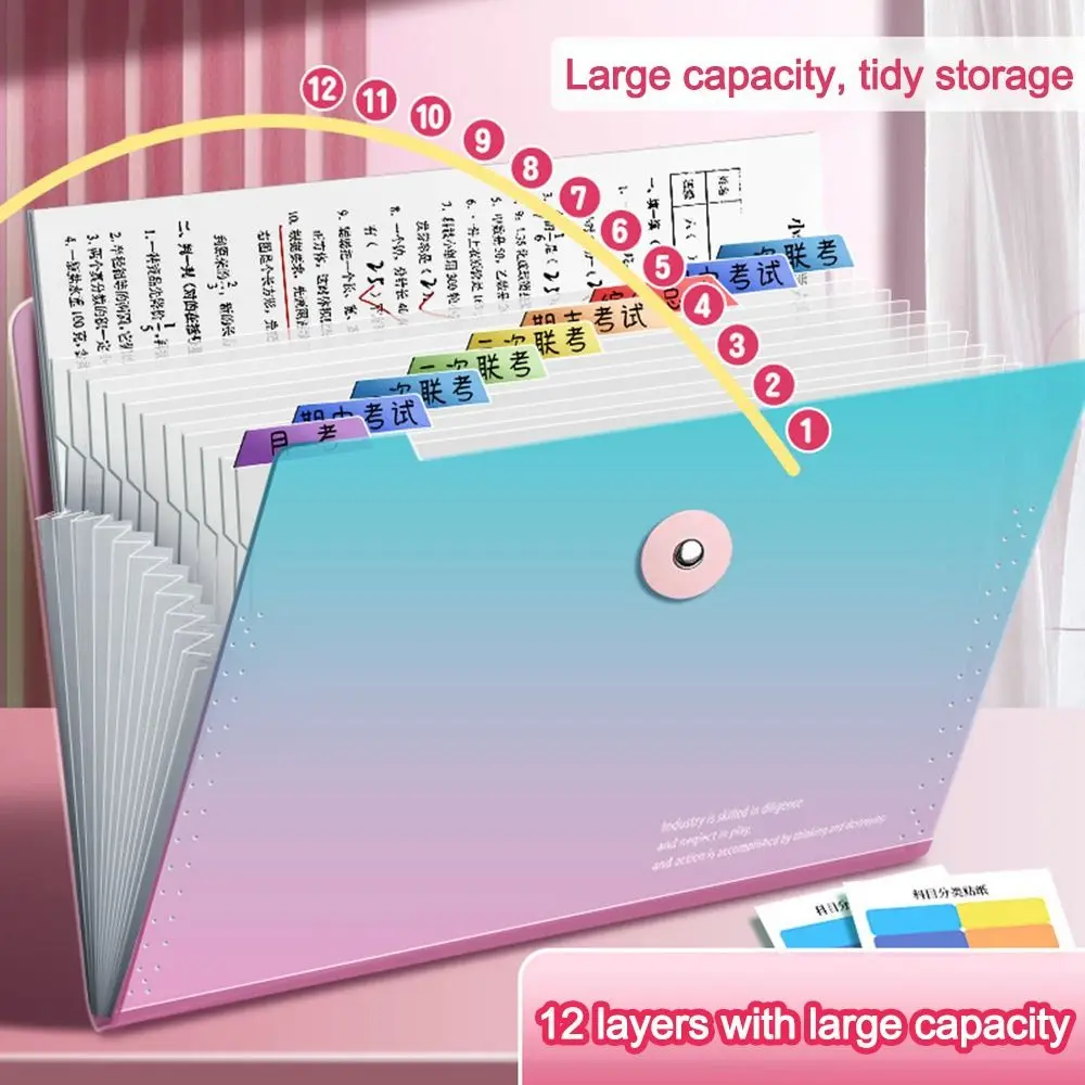 Gradient Color Waterproof Document Bag Large Capacity File Organizer Envelope Folder