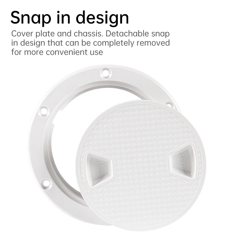 Boat-Ready Round Non-Slip Inspection Hatches Sizes 4" 6" 8" with Detachable Cover ABS Plastic Screw Out Access Hatch