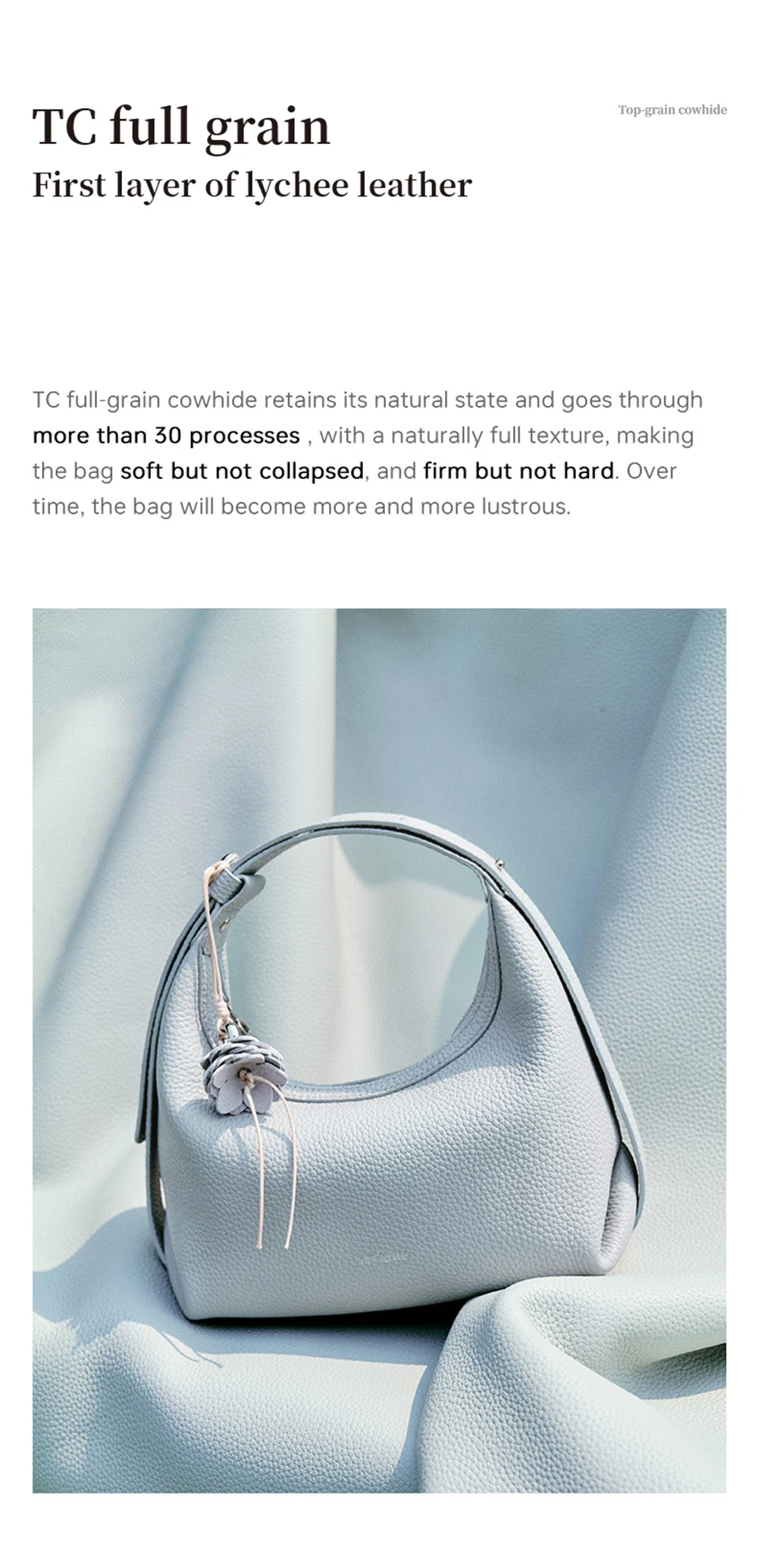 Half moon leather tote, interior layout