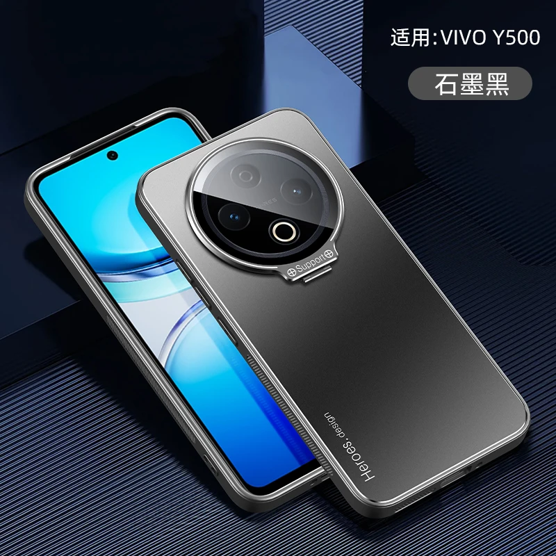 5G Shockproof Matte Metal Lens Camera Holder Case with Invisible Kickstand