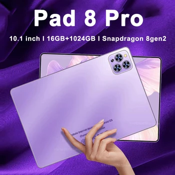 Tablet originale Pad 8 Pro da 10.1 pollici Android 13 Global Snapdragon 8gen2 16GB + 1024GB 10000mah 5G Dual SIM WIFI HD Schermo intero 1