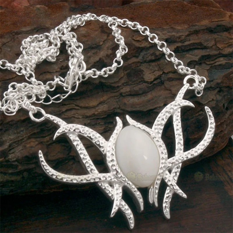 

925 Sterling Silver Movie LOTR Elves Galadriel Queen Necklace Conch Shell Pendant Jewelry Women Cosplay Props Birthday Gifts