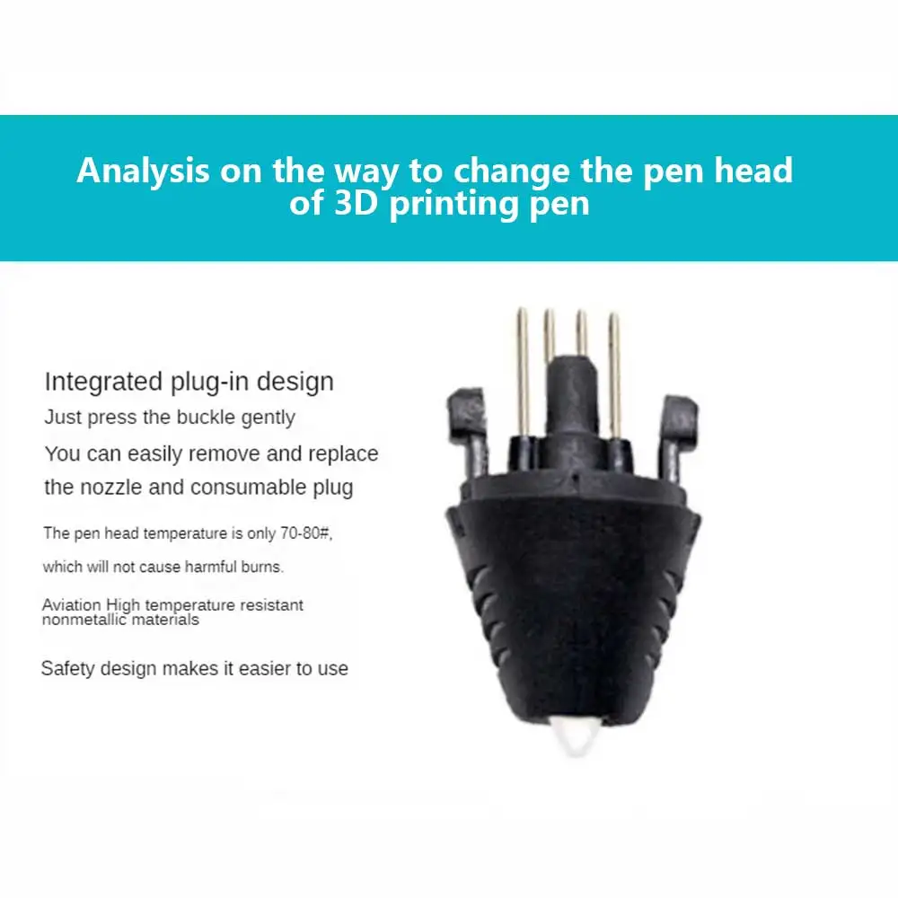 Easy Disassembly Strong Heat Dissipation 3d Printing Pen Tip High Temperature Resistance Metal Black 3d Printing Pen