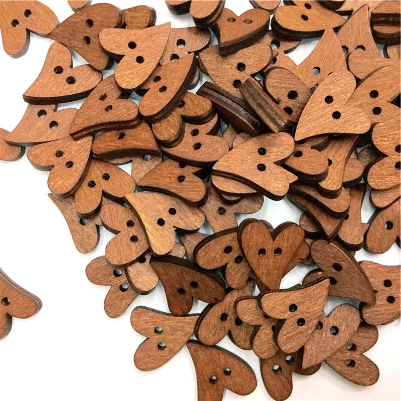 

50PCS 18MM Heart Shape Wood Buttons Gift Sewing Scrapbooking Clothing Headwear Handmade Crafts Home Decor Accessories