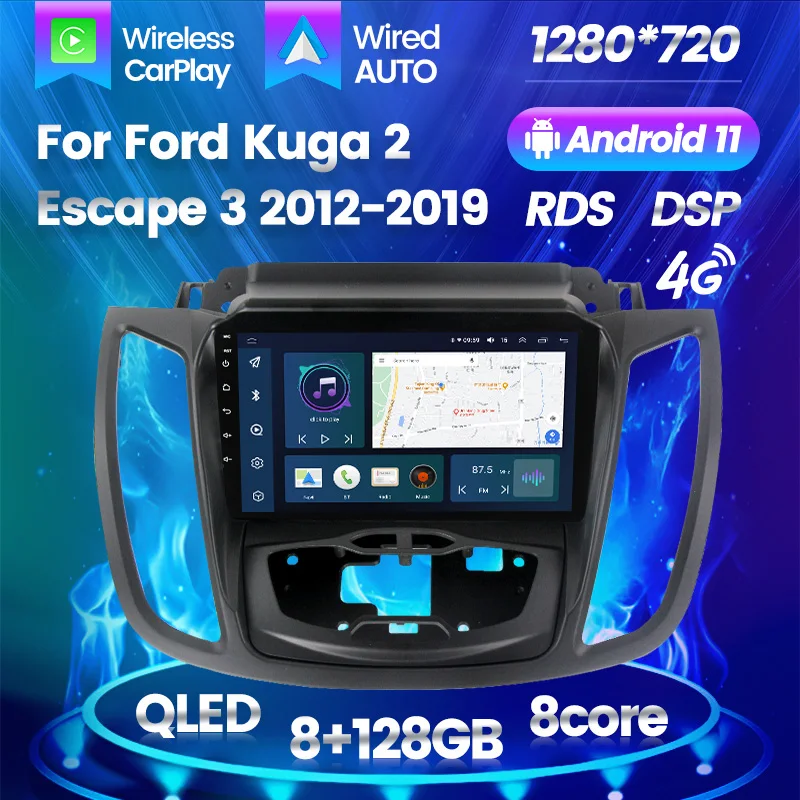 

Car Audio Radio GPS For Ford Kuga 2 Escape 3 2012 - 2019 Android Auto Touch Screen QLED Stereo Navigation Multimedia DSP No Dvd