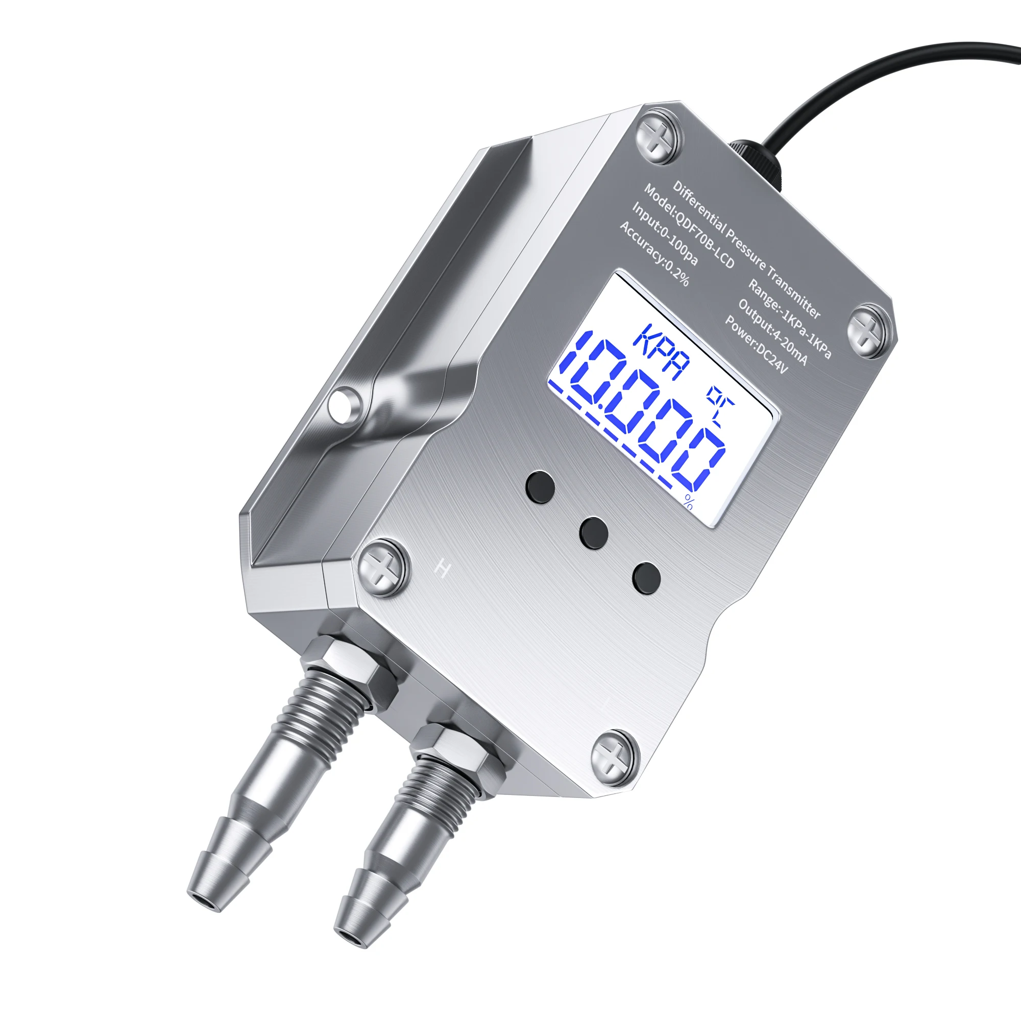 Pressure Sensor 4-20mA LCD Differential Pressure Transmitter 0-10V 0-5V RS485 Wind Pressure Sensor 1Kpa 10kp 50Pa 100Pa 500Pa 50Pa Air