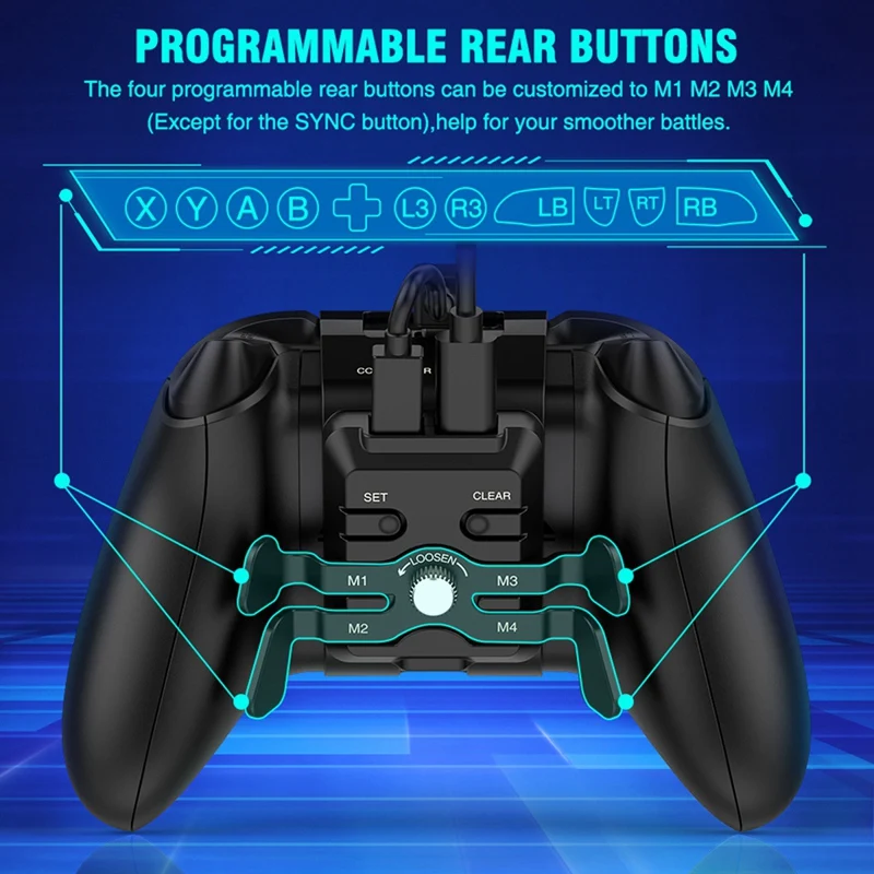 For  Series Gamepad Back Clip Button Handle Back Extension Key Adapter Game Controller Accessories With 3 Data Cable