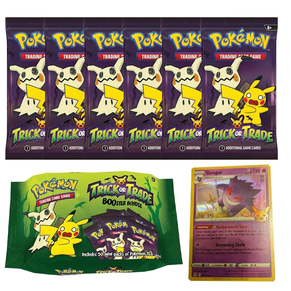 

2023 Pokemon Rare PTCG Original Halloween English Pikachu Charizard Gengar Booster Collection Card Battle Game Trainer Cards Toy