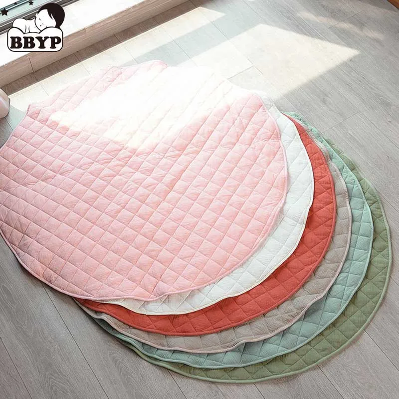 115cm Play Mat Lattice Baby Mat Newborn Infant Crawling Blanket Cotton Round Floor Carpet Rugs for Kids Room Nursery Decor
