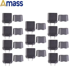 10 - Pack Amass XT Series Plug Connectors with Sheath Housing - 5 Male & 5 Female Pairs (10 XT60H male black)