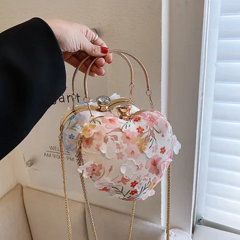 Luxury Clutch Bag Flower Women Shoulder Chain Handbag Wedding Bridal Purse Evening Party Fashion Elegant Diamond