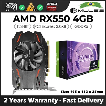 MLLSE 게이밍 그래픽 카드, AMD Radeon RX 550, 4GB GDDR5 128 비트 PCI-E 3.0x8 14 nm GPU, 데스크탑 컴퓨터 비디오