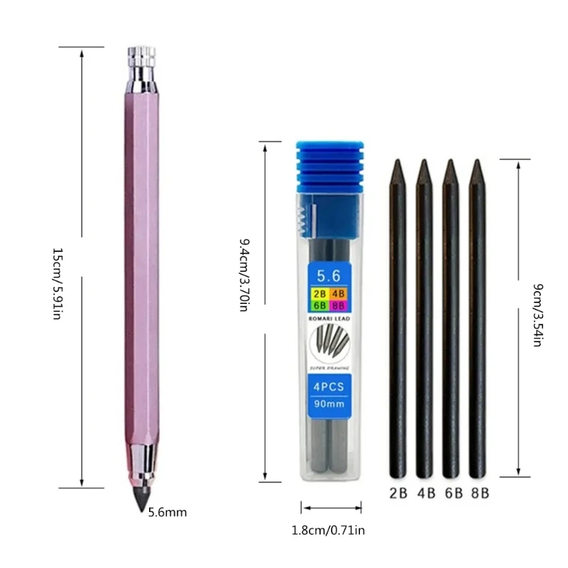 53CC 5.6mm 드로잉 스케치 연필 기계 연필 제도 연필 드로잉 스케치 음영을위한 미술 용품