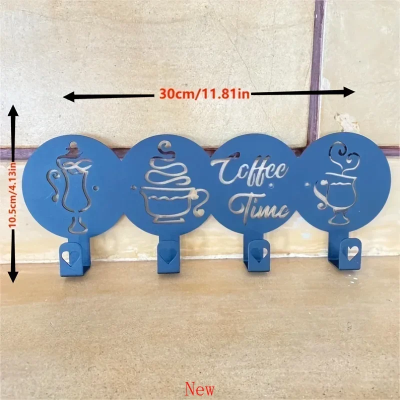 Promotion Decorative Kitchen Hanger 4 Hooks Coffee Time Written Coffee Mug Decorated Mug Holder Towel Holder Iron Crafts Wall Ha