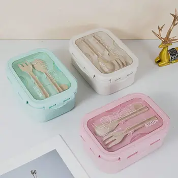 Boîte à déjeuner 1 pièce, boîte à déjeuner, forme carrée de couleur unie pour la journée des employés de bureau, scellée avec une vaisselle, boîte à repas pour four à micro-ondes 1