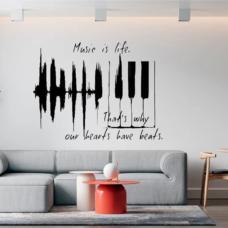 Vinyl Wall Decal Rock I Love Music Abstract Guitar Musical Notes