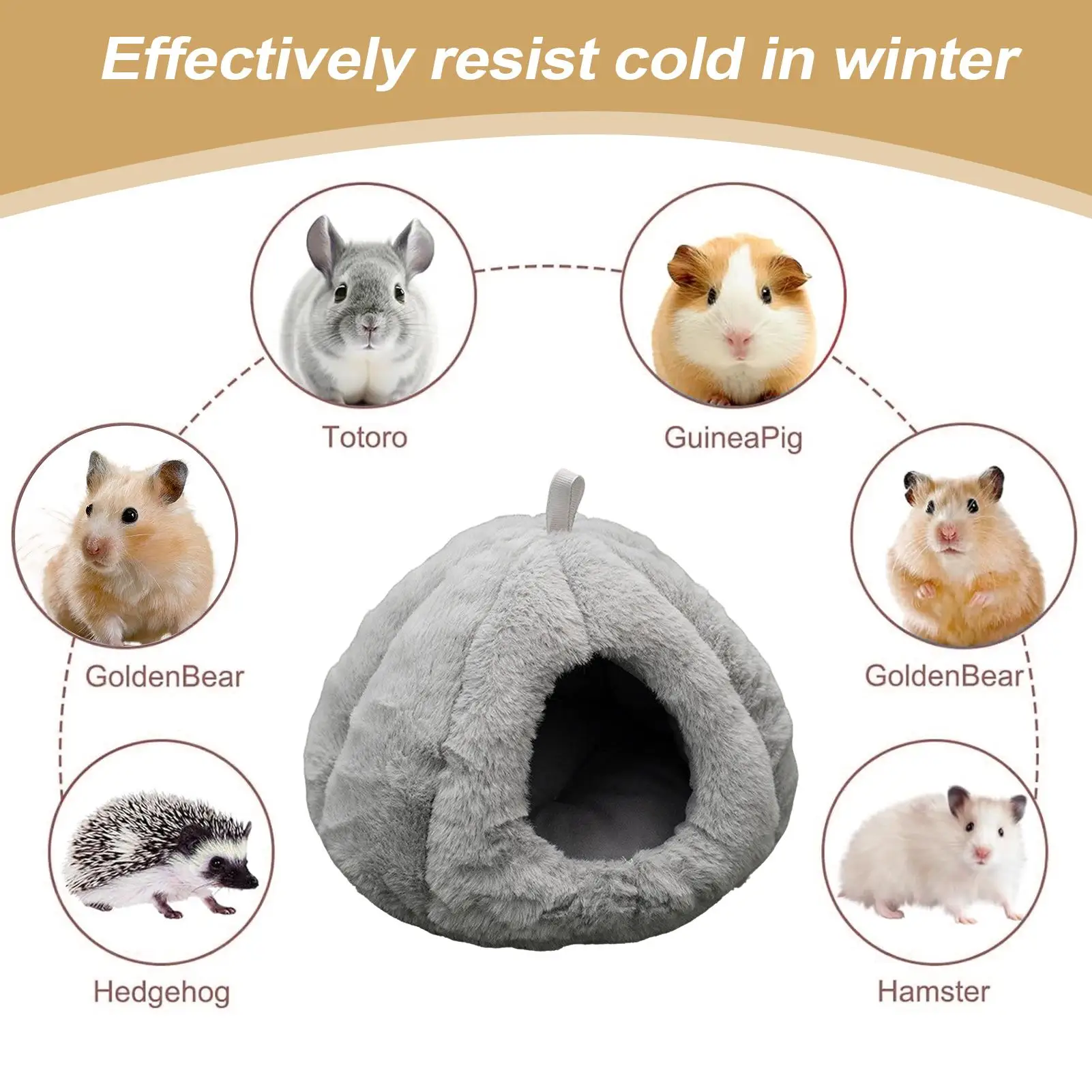 Hedgehog Bed Semi-enclosed Warm Plush Nest Hangable Thicken Plush Hamster Hedgehog Cave Bed For Chinchilla Small Animal Ferret
