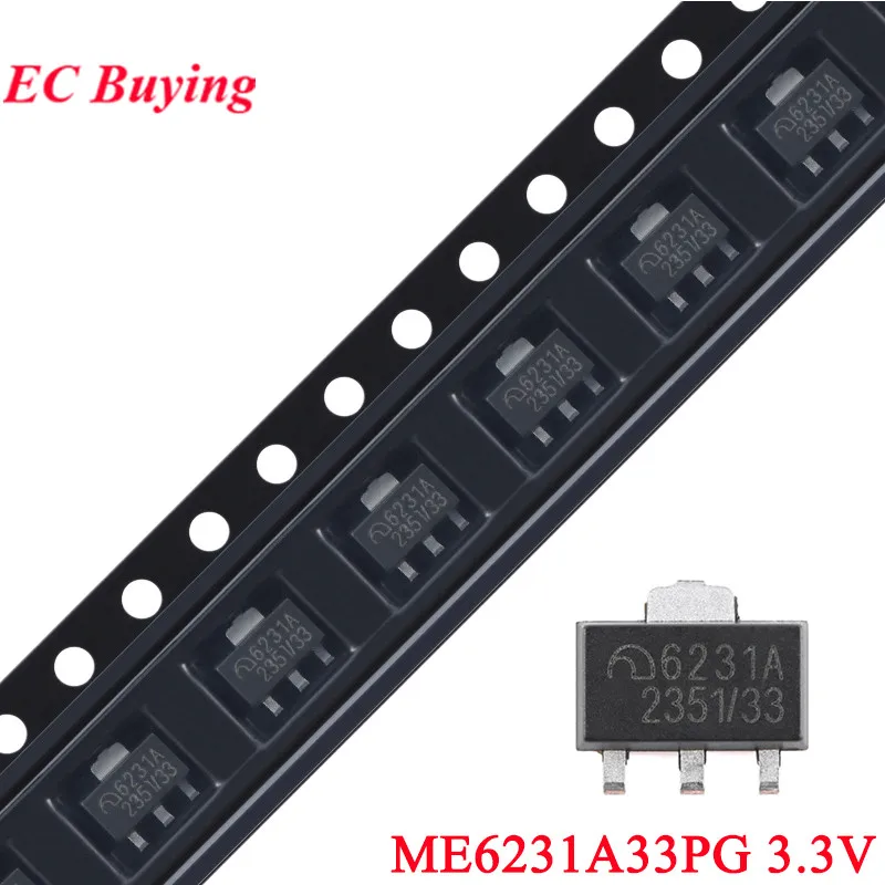 50 Stücke/10 Stücke ME6231 6231A ME6231A33PG SOT-89-3 3,3 V Low Power Hohe Präzision Hohe PSRR LDO Linearregler Chip IC