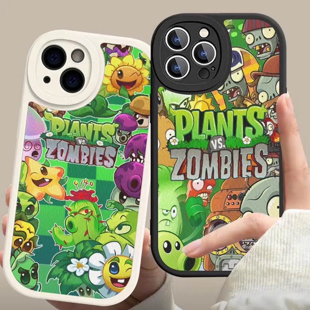 Game Plants Vs Z-Zombies Custodia In Pelle Rigida Per Iphone 14 13 12 Mini 11 14 Pro Max Xs X Xr 7 8 Plus Fundas