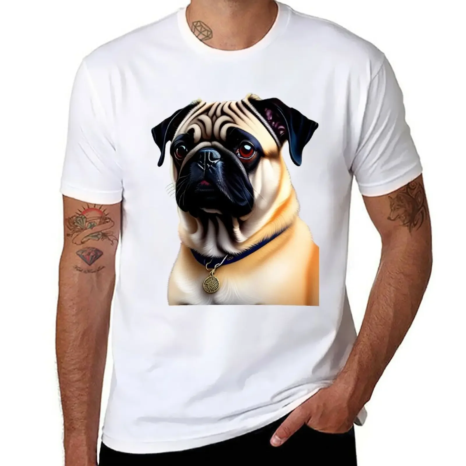 

Мужская летняя футболка ohhh a AI ART pug