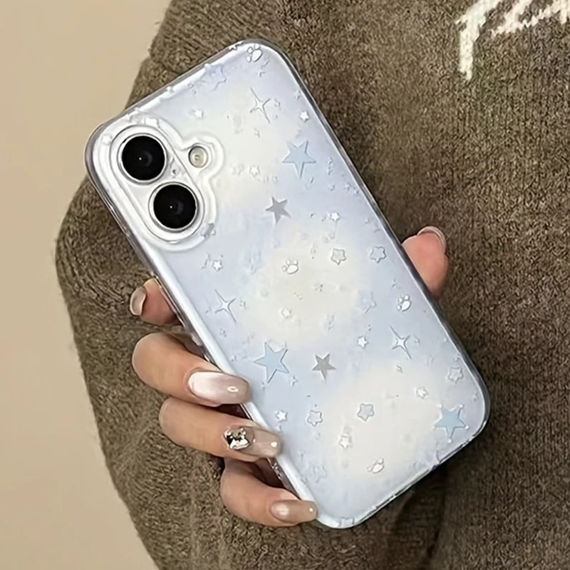 Blue Gradient Stars Shockproof Soft Phone Case Cover