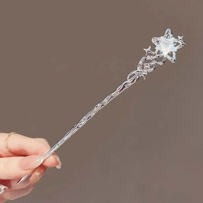 Hair Accessory Pearl Hairpins Hair Stick Hair Clip Hair Headdress Jewelry Accessories Bridal Headwear Hair Band Crown Hair Comb Moonlight Stone Chinese Star Moon Hairpin Women Woven Personality Headpiece