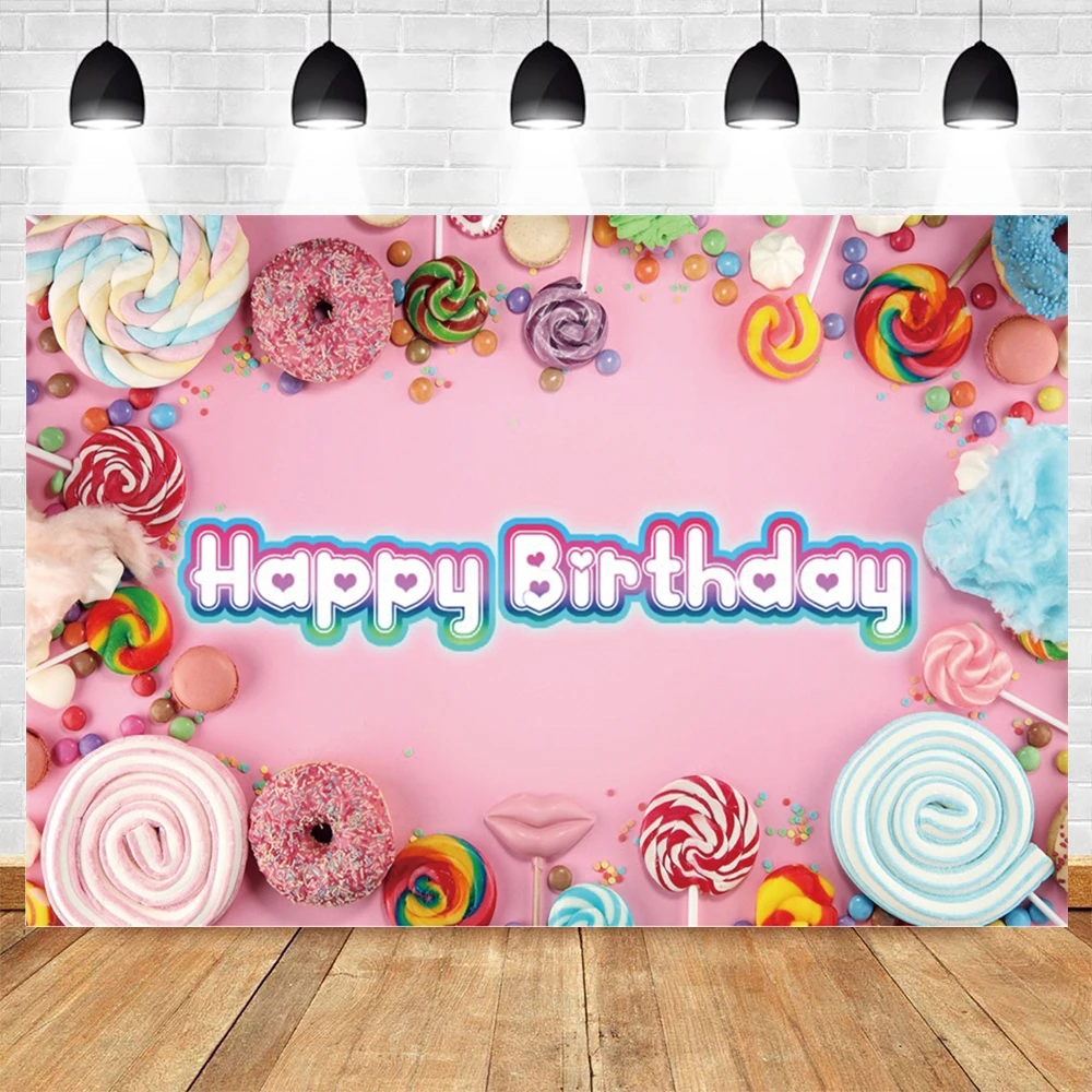 Sweet One Candy Bar Donuts 1st Birthday Party Backdrops Photography Baby Shower Background Portrait Photographic Photo Studio photo backdrop,photo wallpaper,party decoration covers