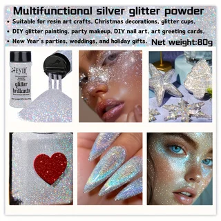 Vibrant Holographic Glitter Powder Set - Fine Shimmer for Body, Face, Nails, and Crafts