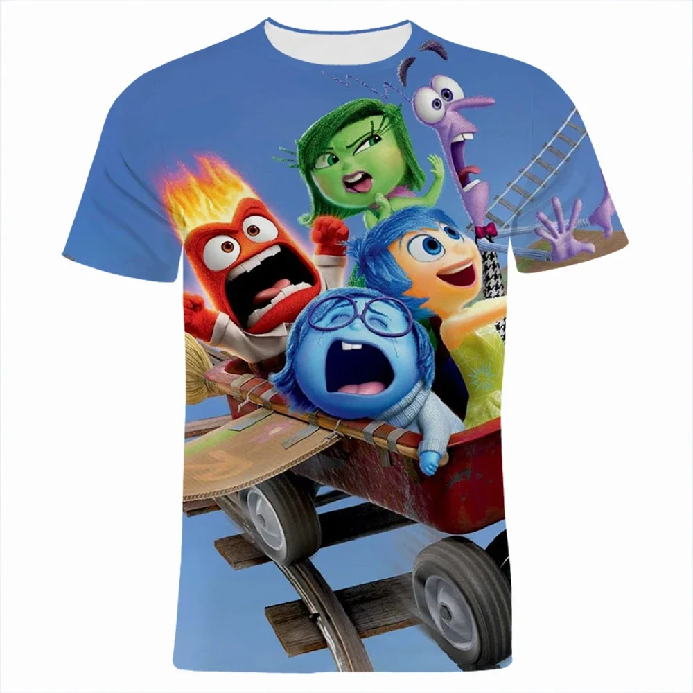 2024 New Summer Disney Cartoon Movie Inside Out T-Shirt Per Uomo Disney 3D Printed Children Tee Shirts Casual Cartoon Tops