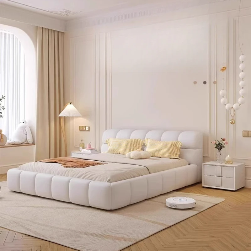 Kawaii Glamorous European Double Bed Designer Simple White Girls Modern Twin Bed Floor Bedroom Lit Deux Place Nordic Furniture