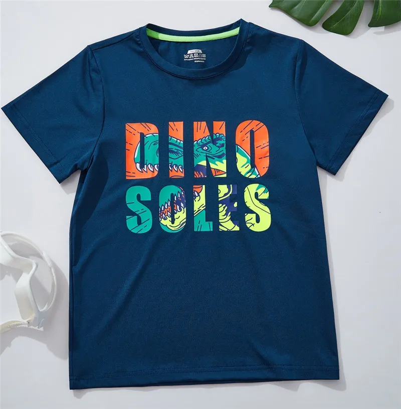 Children Summer Clothing Letters Pattern Boys Girls Short Sleeve Quick Drying T-shirt for Kids Outwear Sports Running Top-tee