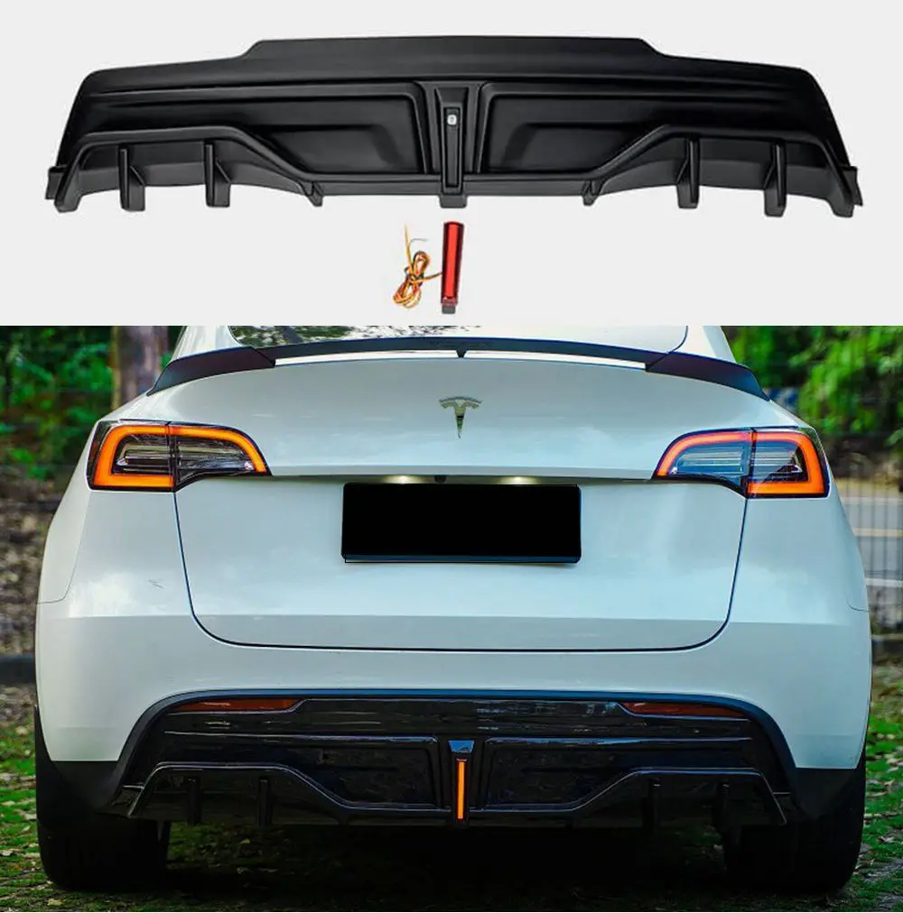 For 2020-2023 Tesla Model Y Rear Diffuser W/ LED Brake Light