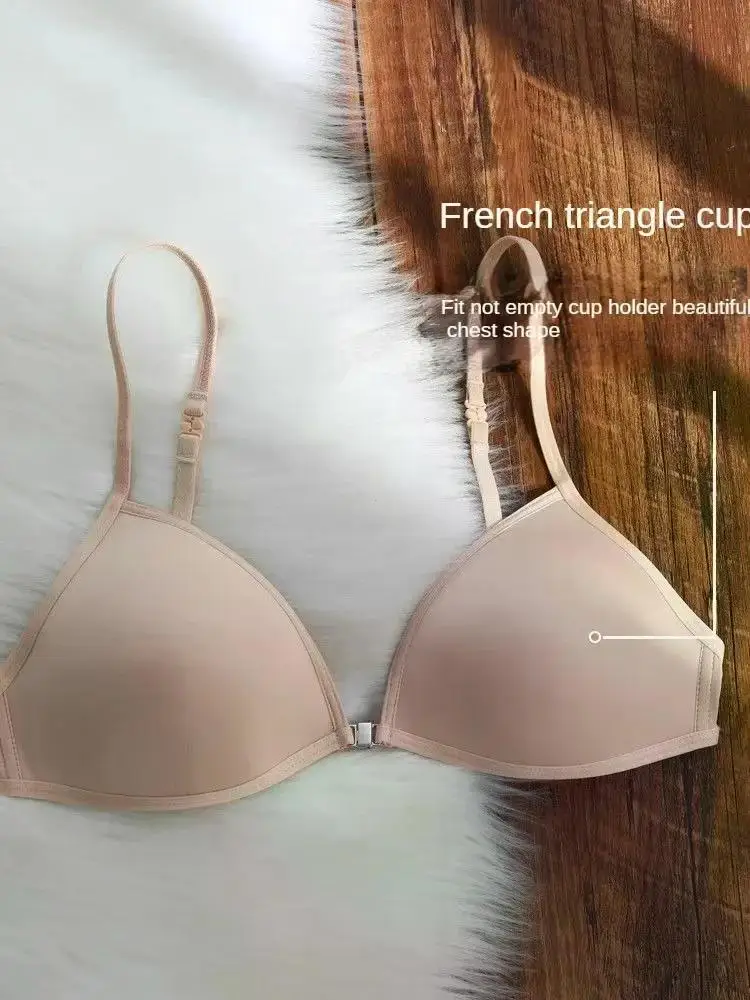 Description Picture 6 of itemSexy Thin Seamless Bras Women Triangle Cup Underwear Female Beauty Back Front Buckle Bra Cross Straps Tops Lingerie New