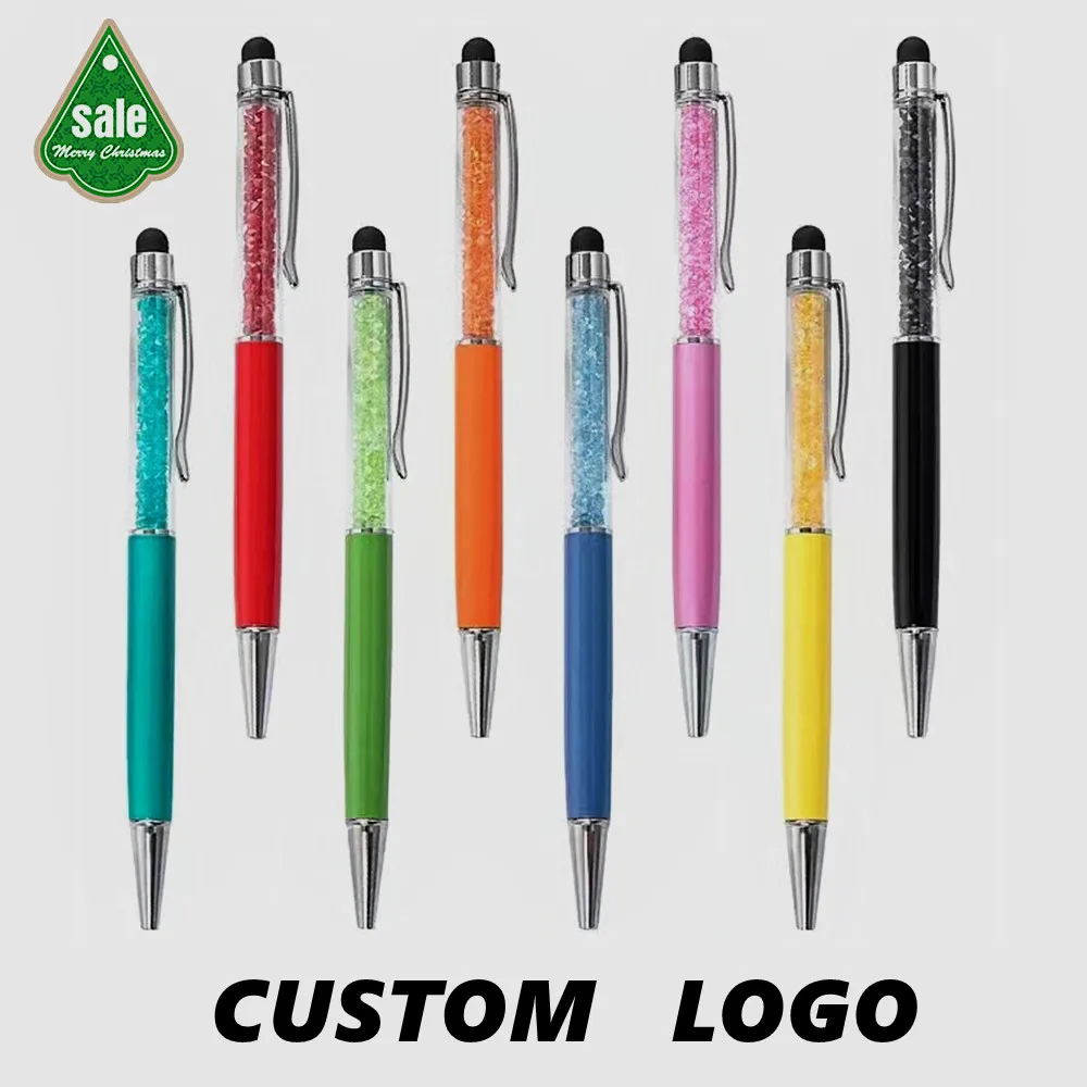 

20Pcs Customized Crystal Ballpoint Pen Creative Stylus Touch Multiple Colour Writing Ballpen Stationery Office School Supplies