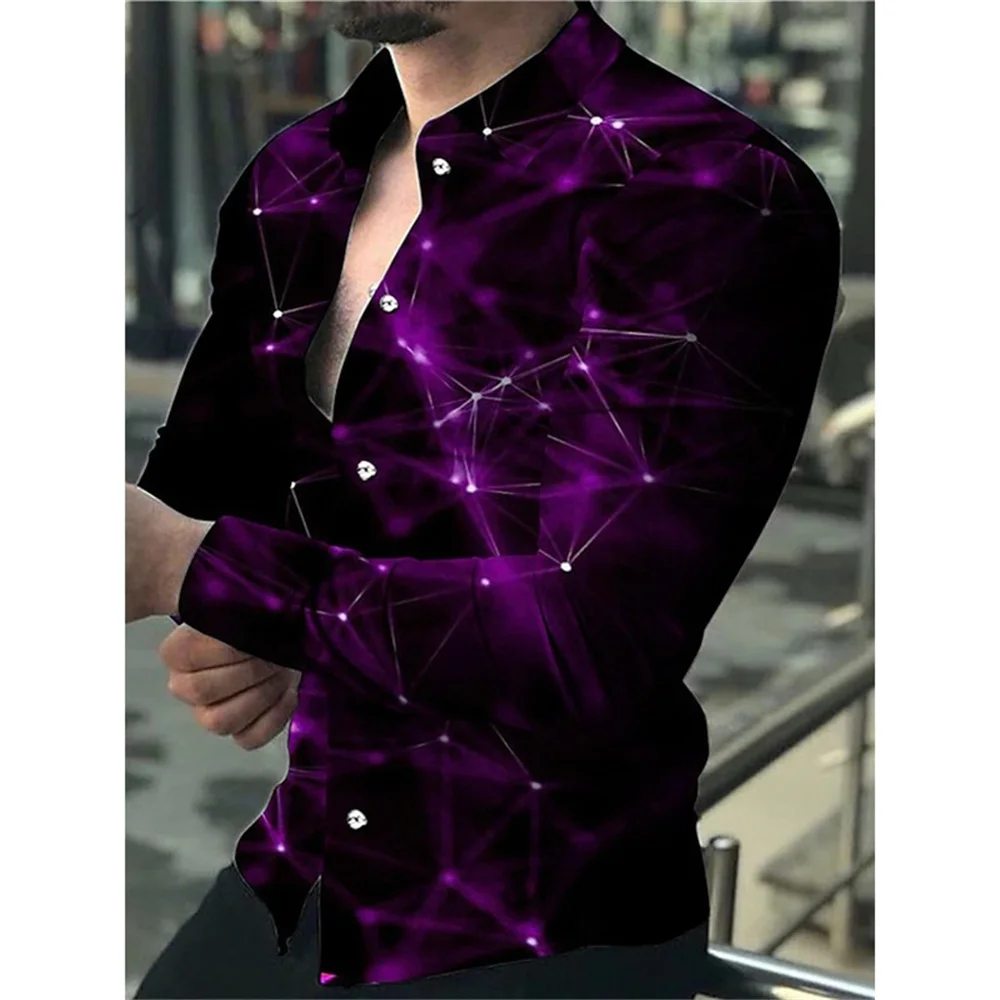 thumbnail image 1 of Camisas de moda con estampado floral en 3D para hombre, camisas de manga larga con solapa estampada, ropa informal vintage de calle con gráficos geniales, tops ajustados para hombre, 1 of 5