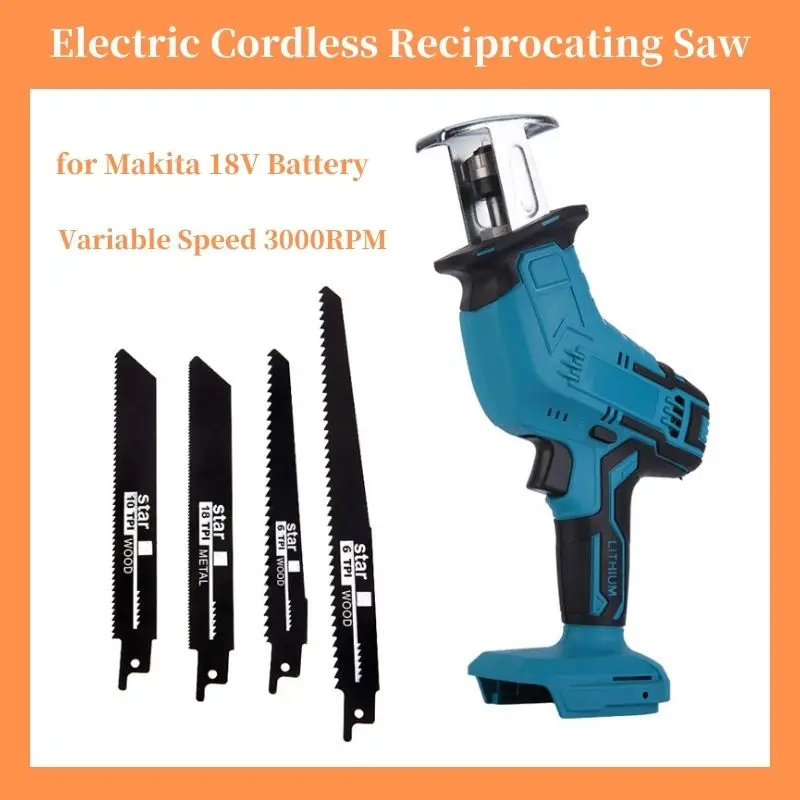 

Brushless Cordless Electric Reciprocating Saw Portable Metal Wood Cutting Machine Variable Speed 3000RPM For Makita 18V Battery