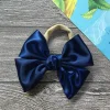 Pack of 10Pcs 4.0 Inch Sky Blue / Navy Satin Bow With Elastic Headbands Wide Nylon Headbands For Baby Girls Kids Party Headwear 6