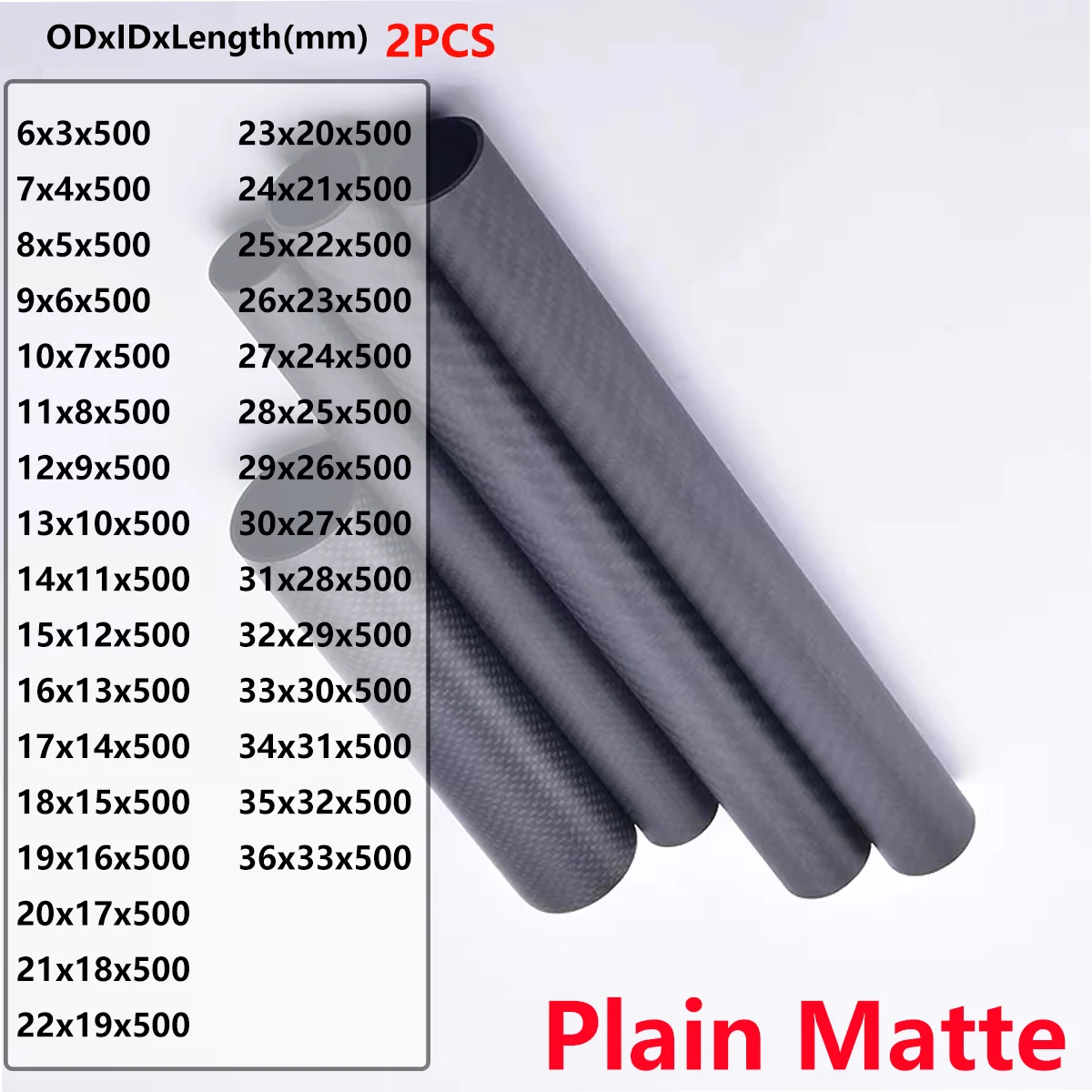 

3K Full Carbon Fiber Tube Plain Matte 2PCS Length 500mm High Composite Hardness DIY Japan Material Pipe RC Airplane Accessories