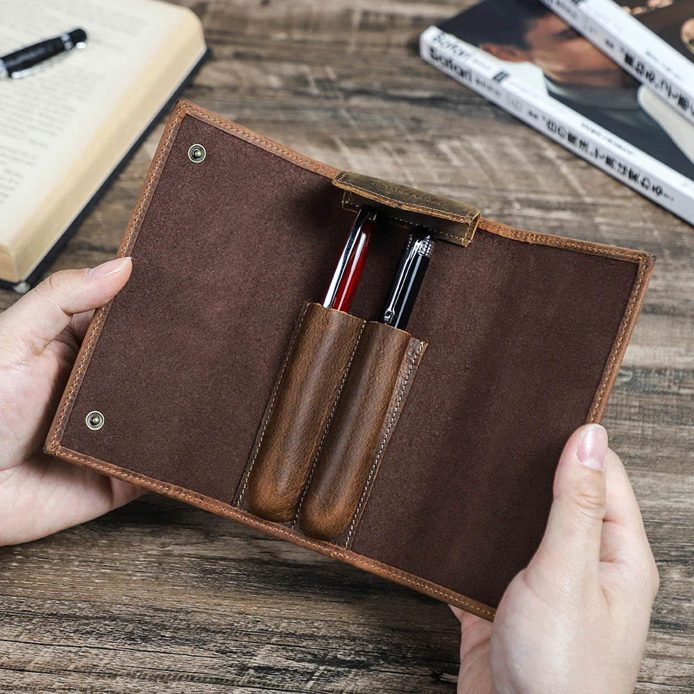 Handmade Leather Pen Roll Case For Fountain Pen / Roller Pen Pencil Bag