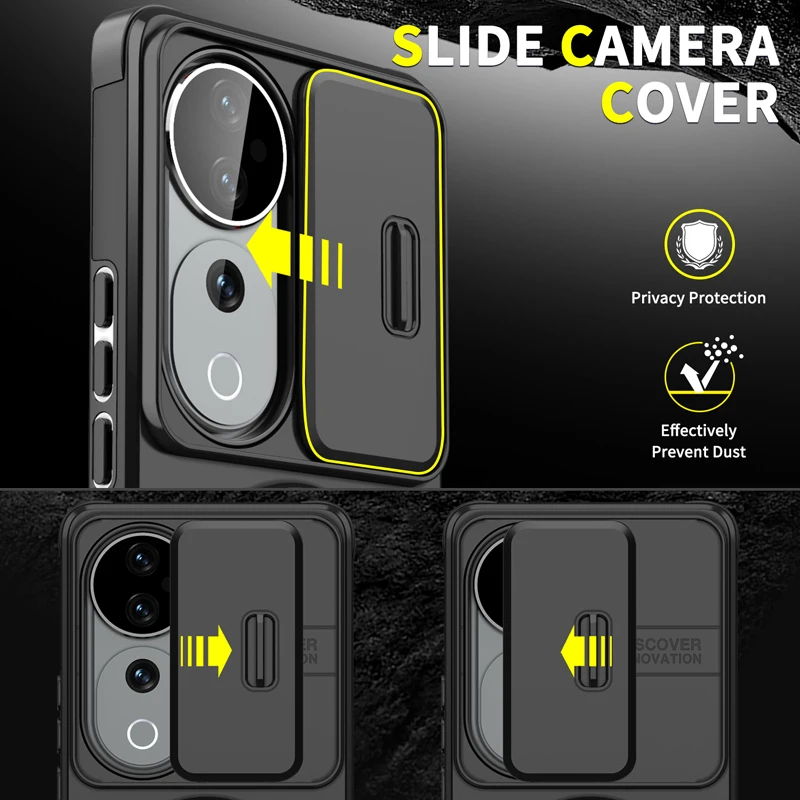 ELVEV Magnetic Shockproof Phone Case with Rotating Ring Bracket - Hard PC + Soft TPU