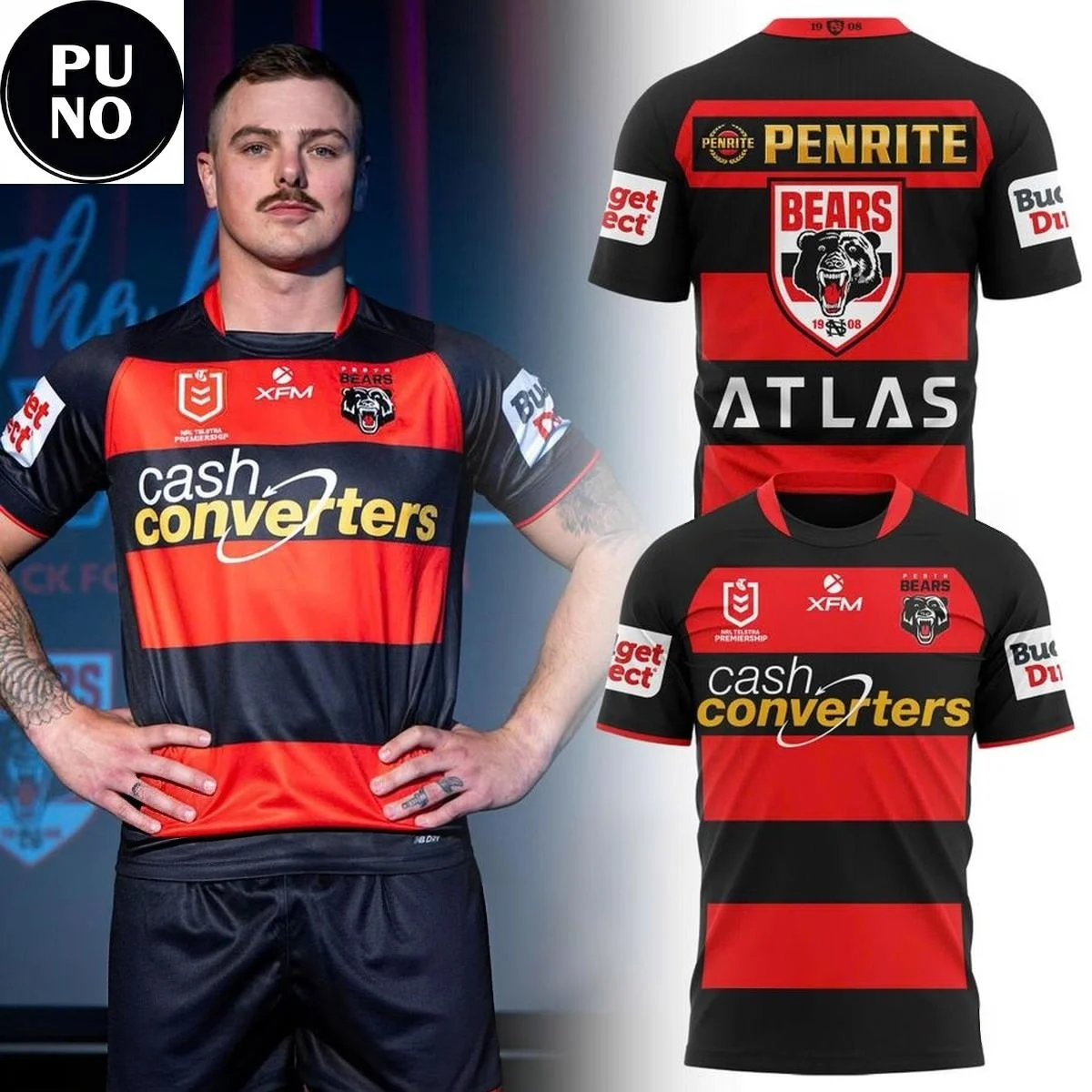 2026-27 Neues Bears Herren-Rugby-Trikot 3D-Gedrucktes Familienkleidungs-T-Shirt Y2K Übergroßes Lässiges Schnelltrocknendes Oberteil für Outdoor-Aktivitäten