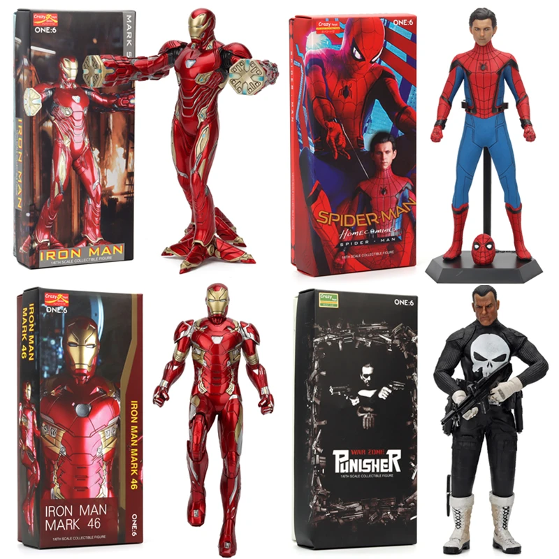 

30cm Marvel 1/6 Iron Man The Avengers MK46 Scarlet Spiderman Anime Figures Pvc Model Ornaments Collectible Toys Birthday Gifts