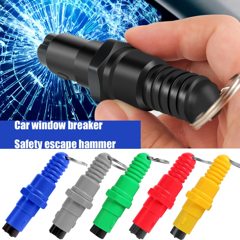 1pc 2-in-1 Safety Belt Cutter Emergency Key Chain Car Escape Tool Metal  Safety Hammer Mini Fire Hammer Life-saving Hammer Car Emergency Escape  Device Window Breaker Car safety hammer Car escape hammer multi-functional
