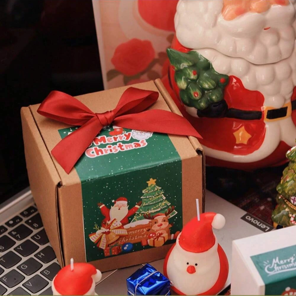 1/4pcs Candle Christmas Play Scented Candle Ornament Gift Decoration Cute Snowman Snowflake Elk Tree Shape Candle Christmas - Image 2