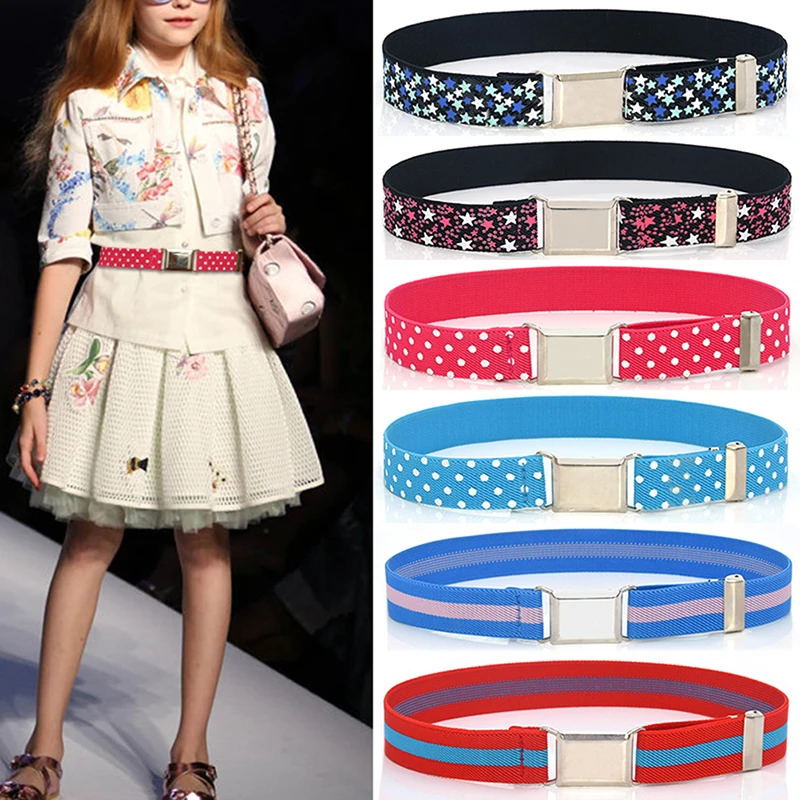 

1 Pc Adjustable Children's Belt Boys And Girls Elasticated Monochrome Canvas Trouser Belt Easy Buckle Belt