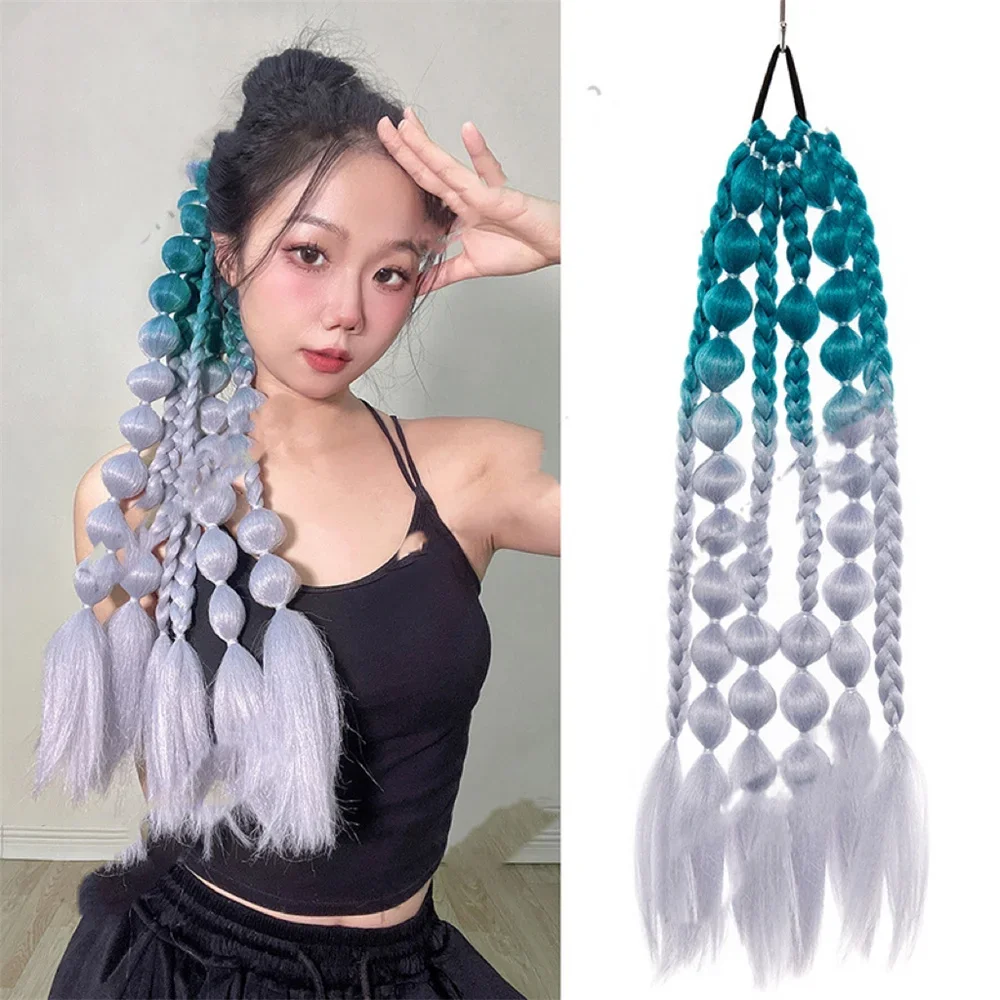 

Crochet Hair Extensions & Wigs Glitter Braiding Hair Cosplay Handmade Synthetic Bubble Tinsel Ponytail