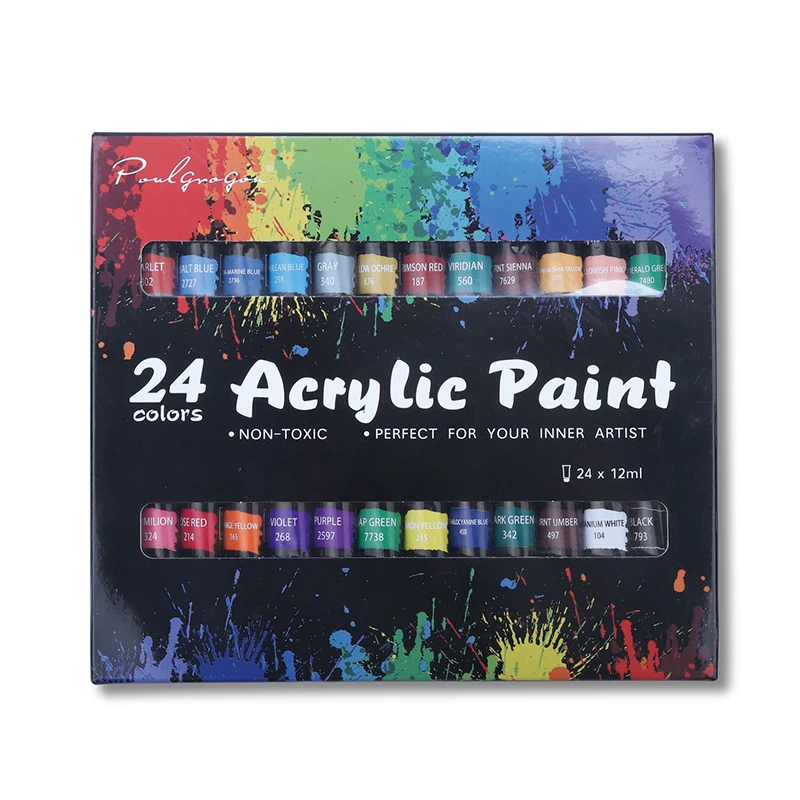 12/24 Cor Tinta Acrílica Set Para Lona Madeira Argila Tecido Nail Art Cerâmica Artesanato 12Ml